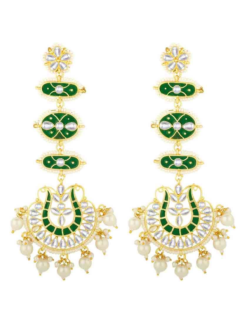 green metal drop earring - 18565533 -  Zoom Image - 0
