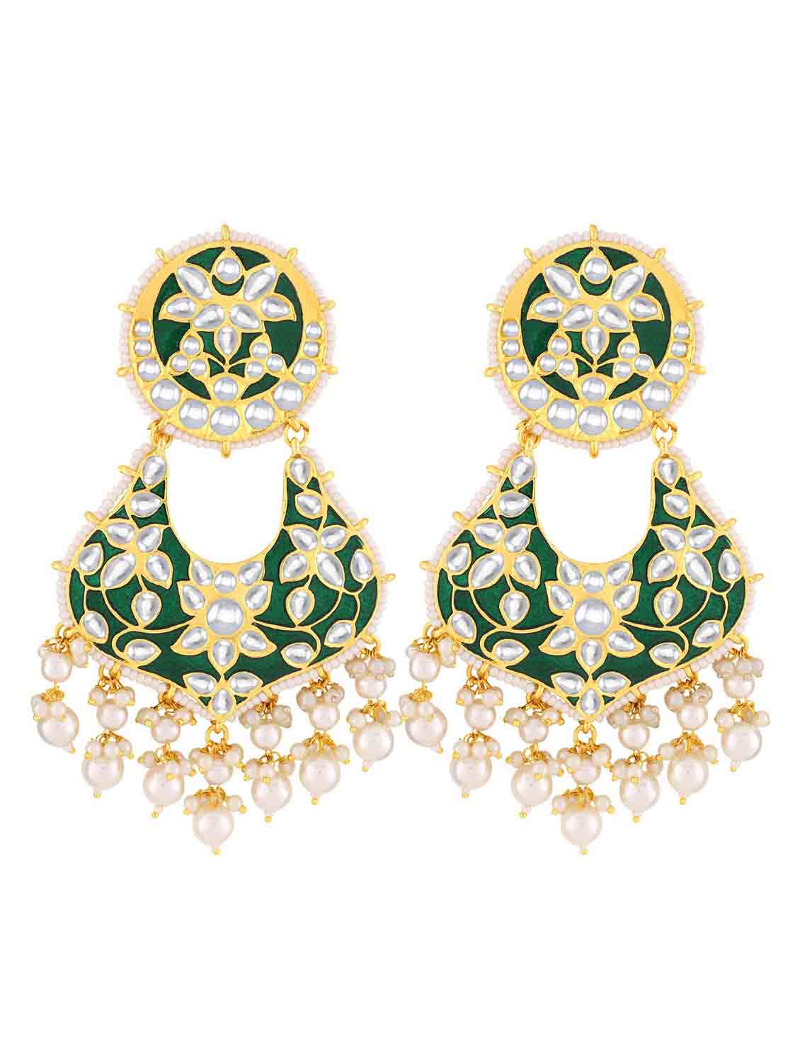green brass chandballi earring - 18565552 -  Zoom Image - 0
