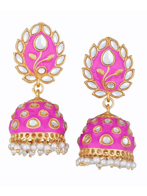 pink metal jhumka earring - 18565568 -  Standard Image - 0
