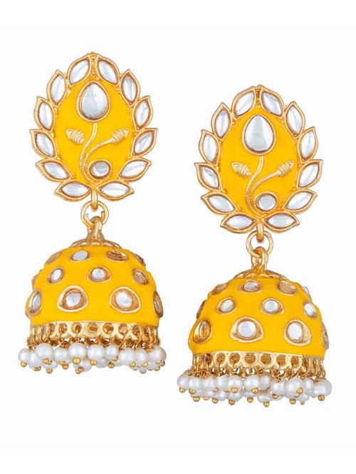 yellow metal jhumka earring - 18565569 -  Standard Image - 0