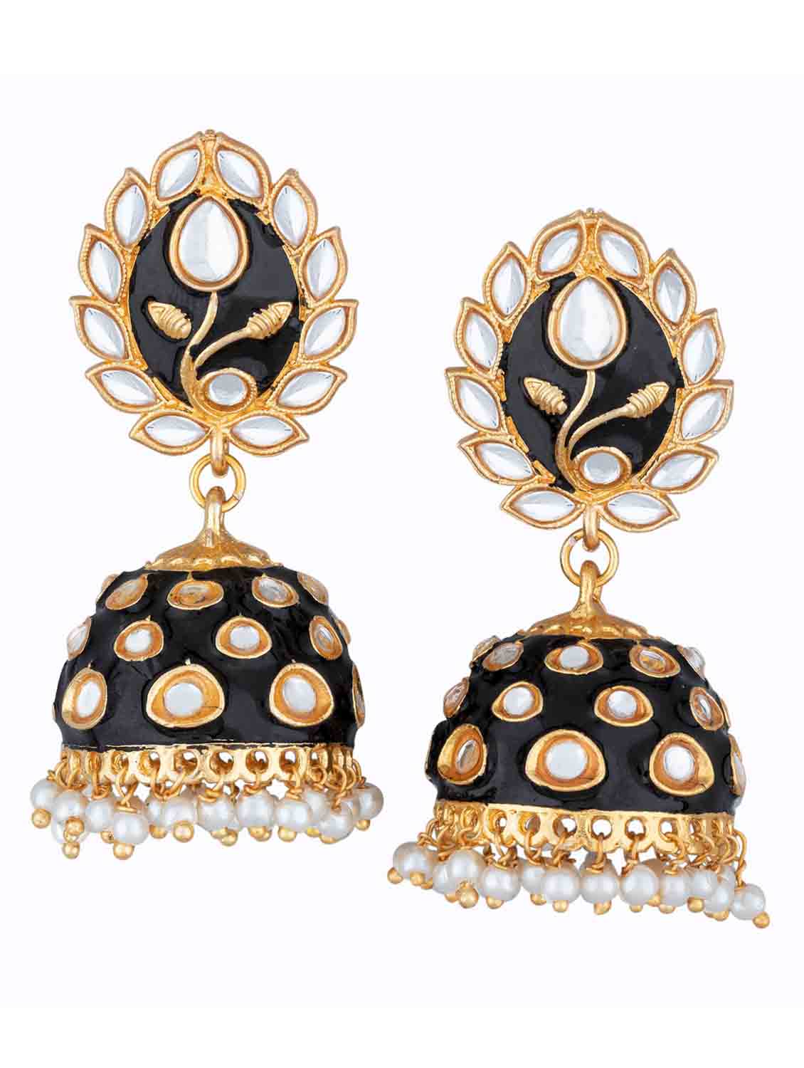 black metal jhumka earring - 18565573 -  Zoom Image - 0
