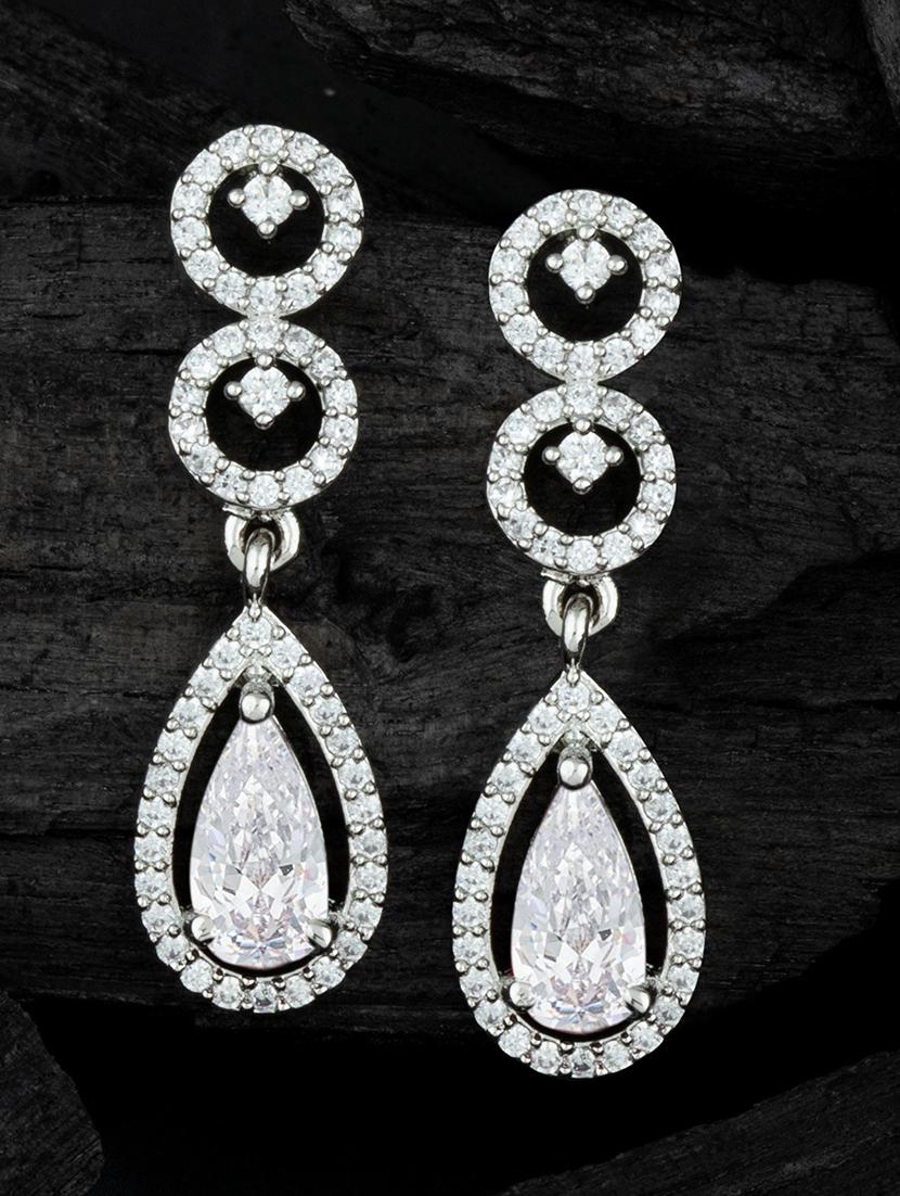 white brass drop earring - 18565587 -  Zoom Image - 0