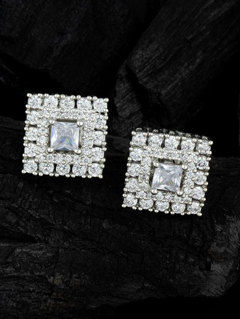 white brass studs earring - 18565588 -  Zoom Image - 0