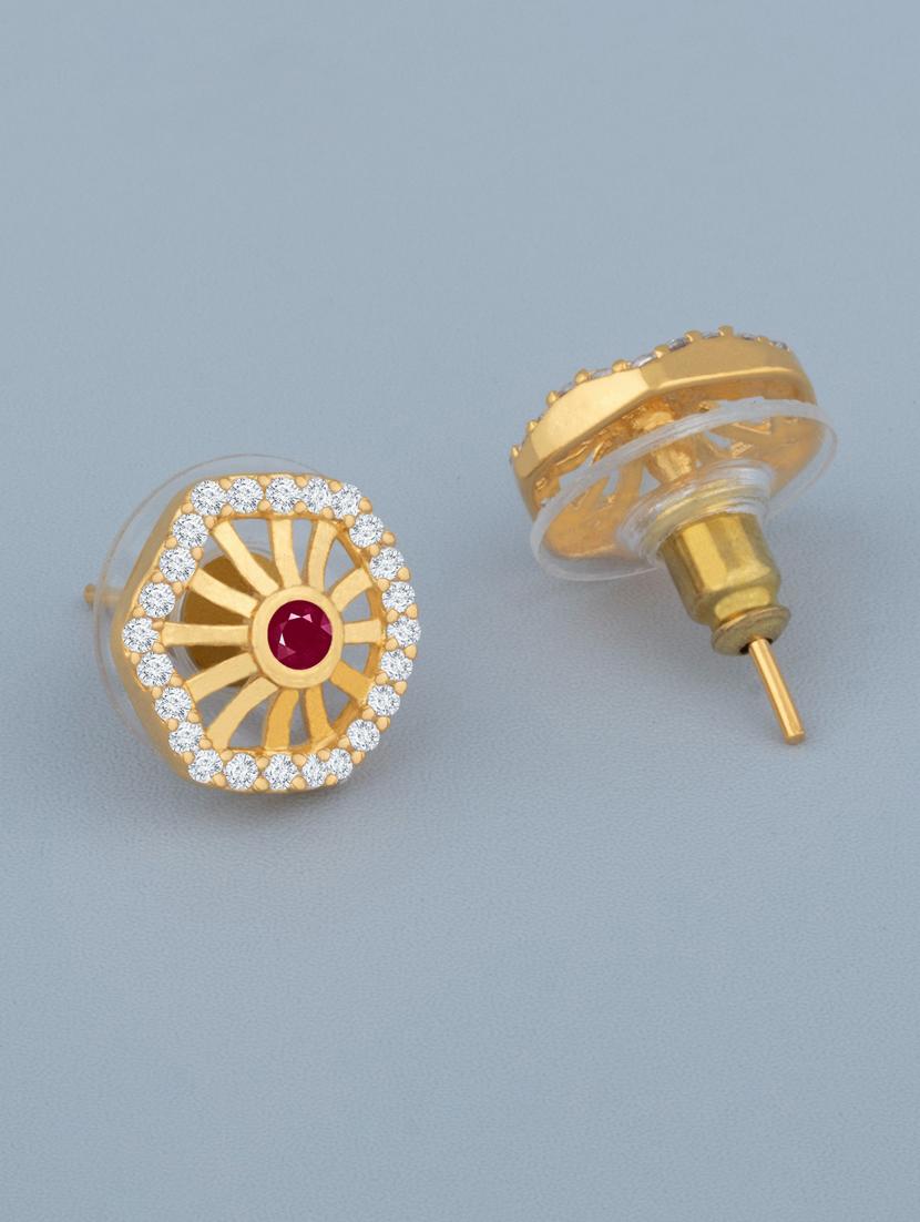 gold brass studs earring - 18565654 - Standard Image - 1