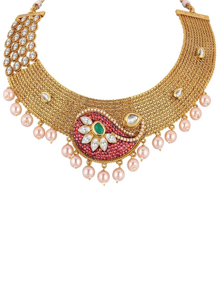 gold plated necklace earing set - 18565743 - Standard Image - 1
