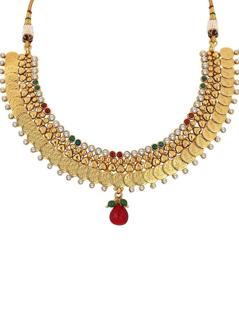 gold plated necklace earing set - 18565744 - Standard Image - 1
