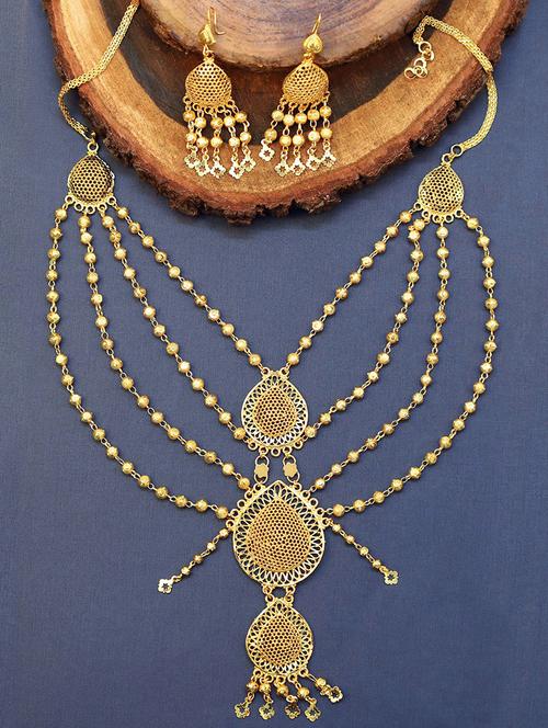gold plated necklace earing set  - 18565772 -  Standard Image - 0
