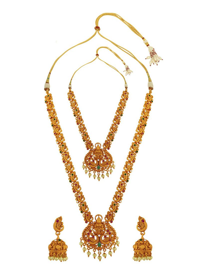 gold plated necklace earing set - 18565790 - Standard Image - 1