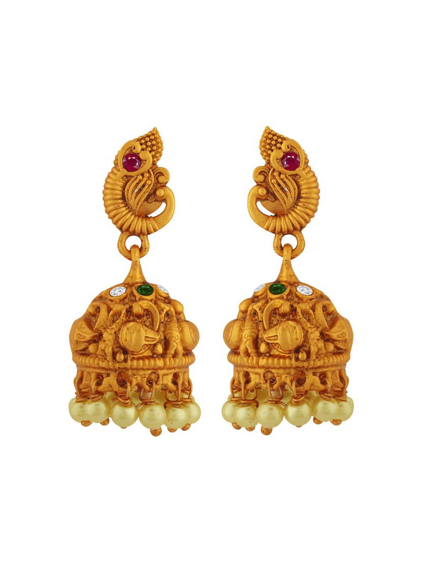 gold plated necklace earing set - 18565790 - Standard Image - 4