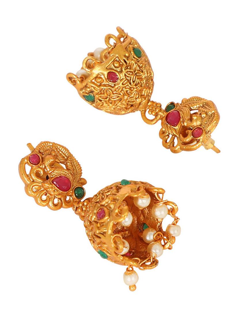 gold plated necklace earring set - 18565805 - Standard Image - 4