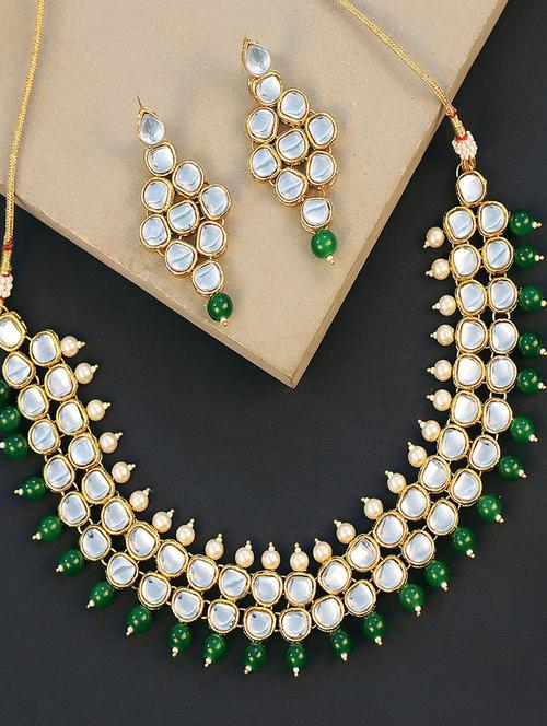 gold plated necklace earring set  - 18565808 -  Standard Image - 0