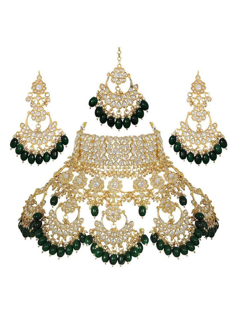 gold plated necklace earring set  - 18565817 -  Standard Image - 1