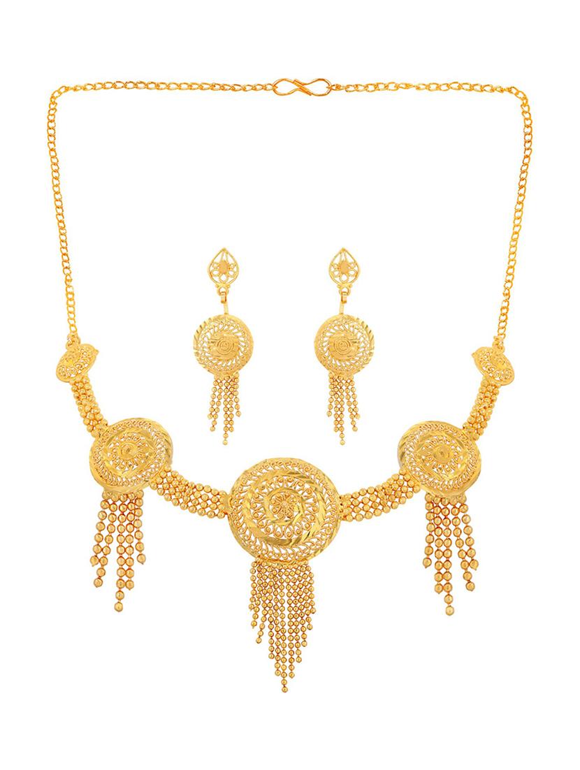 floral alloy gold plated collar necklace set - 18565822 -  Standard Image - 1