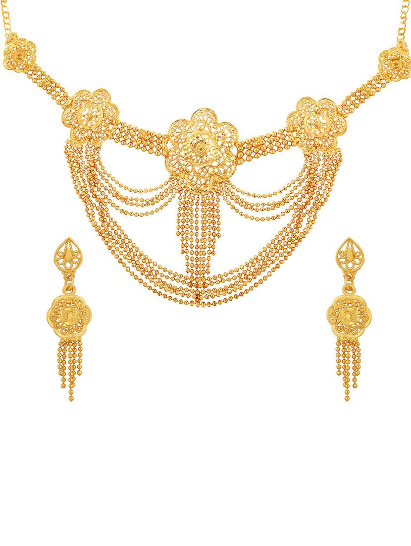 floral alloy gold plated collar necklace set - 18565823 - Standard Image - 1