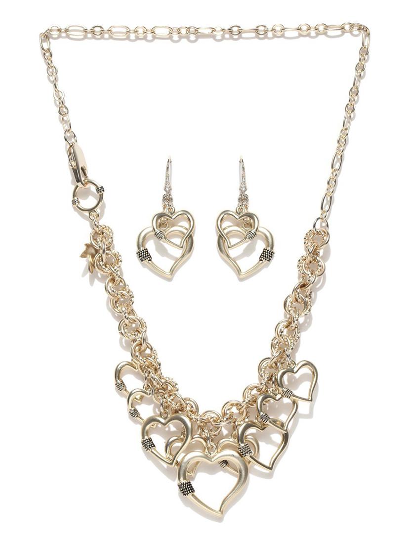 floral alloy gold plated collar necklace set - 18565827 - Standard Image - 1
