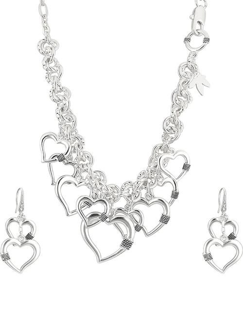silver plated necklace earing set  - 18565837 -  Standard Image - 0