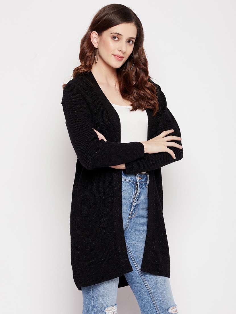 long sleeved self design shrug - 18566513 - Standard Image - 1