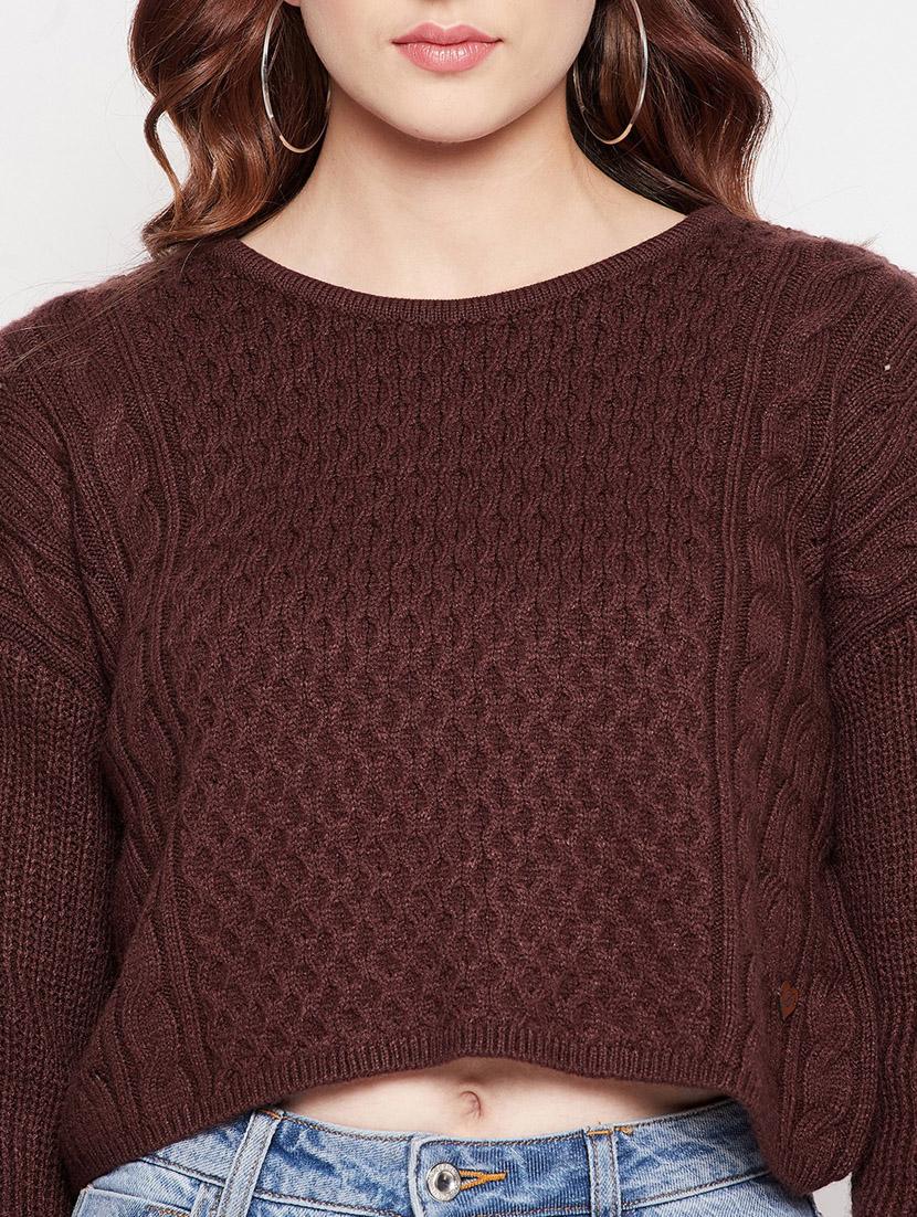 round neck wool crop pullover - 18566520 - Standard Image - 4