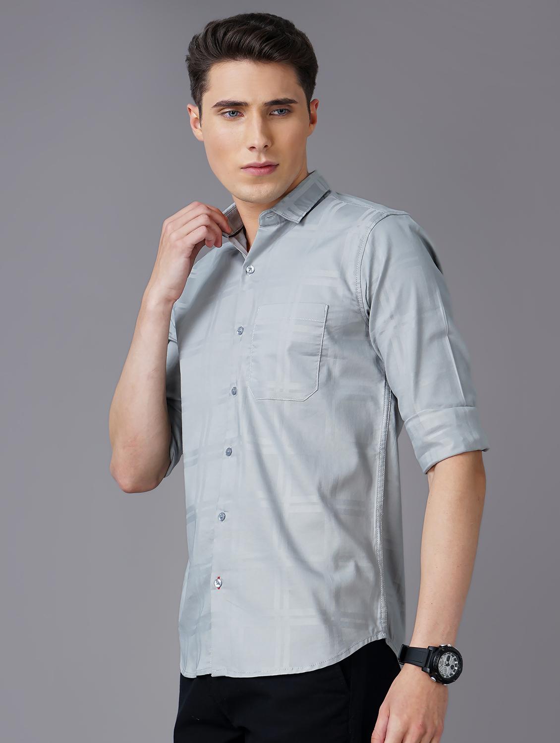 grey checkered casual shirt - 18566616 -  Standard Image - 1