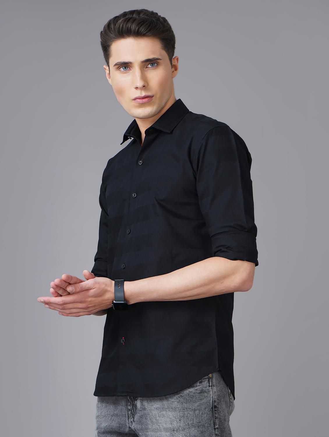 black striped casual shirt - 18566618 - Standard Image - 1