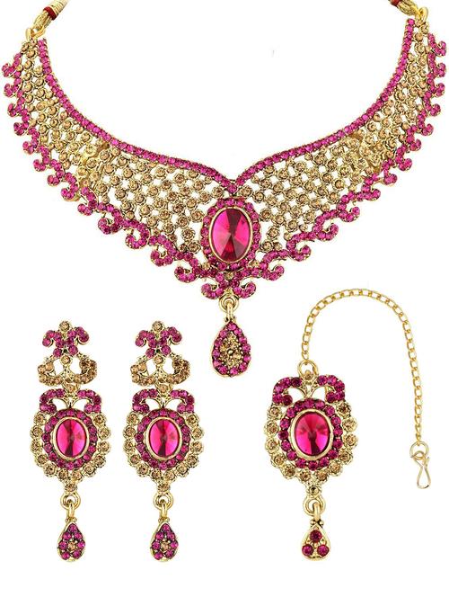 gold plated necklace with earrings  - 18566706 -  Standard Image - 0