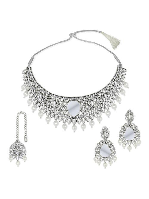 silver plated necklace earing set  - 18566723 -  Standard Image - 0