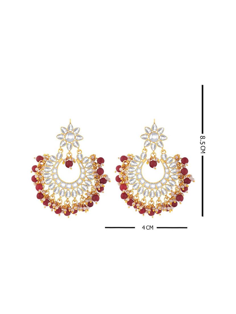 gold plated earring maang tikka set - 18566800 - Standard Image - 1