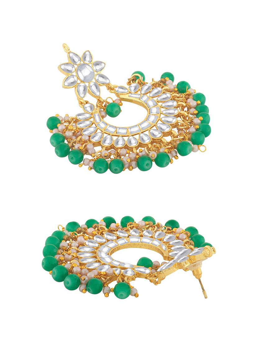gold plated earring maang tikka set - 18566801 -  Standard Image - 1