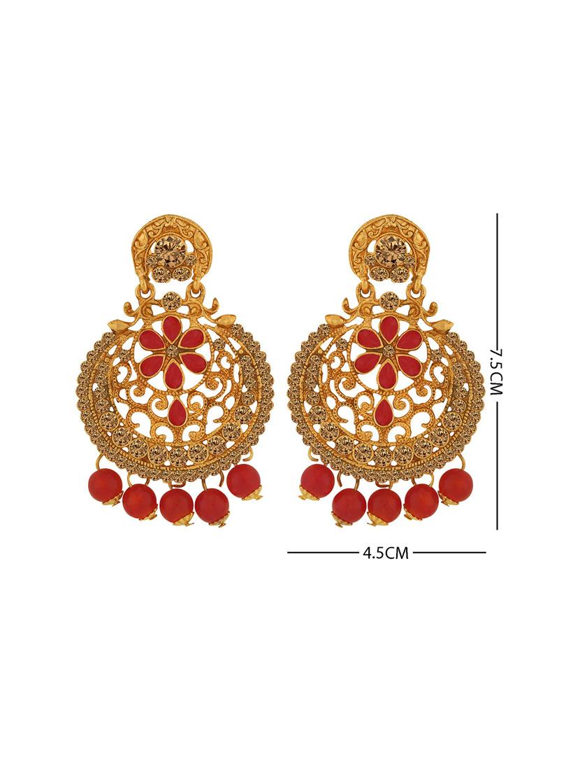 gold plated earring maang tikka set - 18566802 - Standard Image - 4