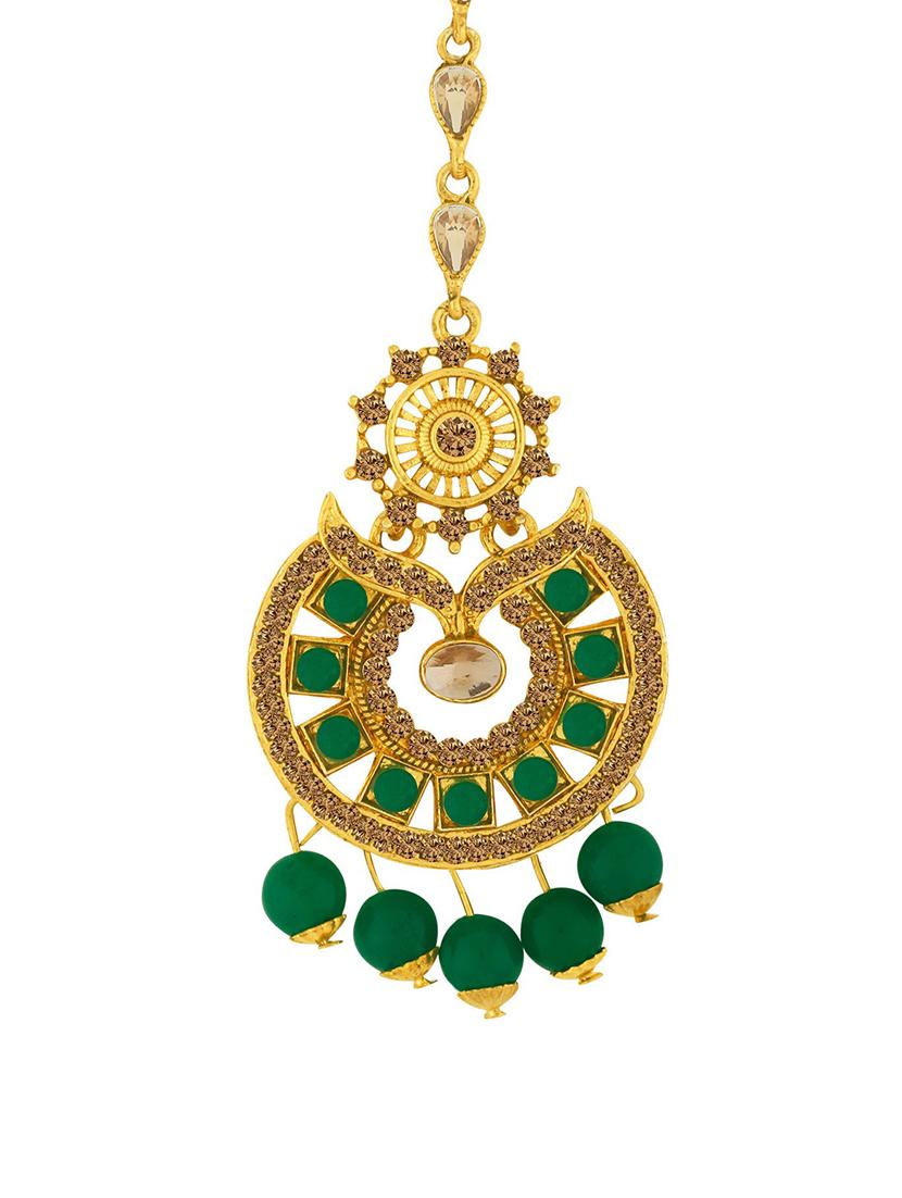 green single maang teeka - 18566948 -  Standard Image - 1