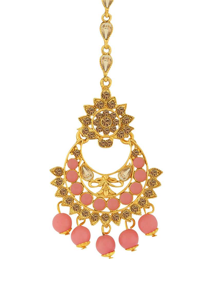 peach single maang teeka - 18566949 -  Standard Image - 1