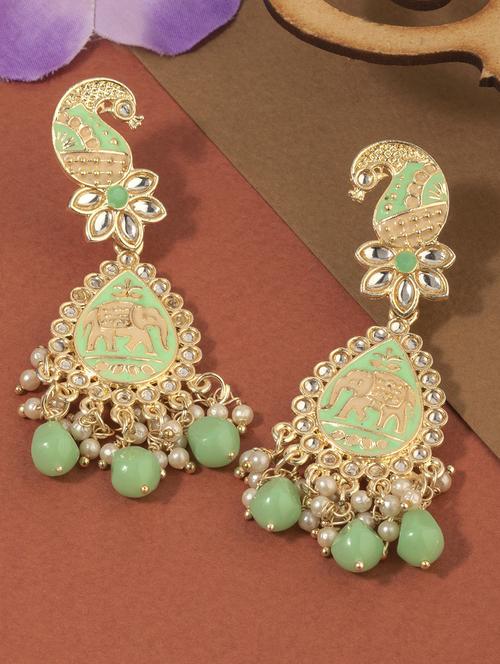 green metal drop earring - 18567213 - Standard Image - 0