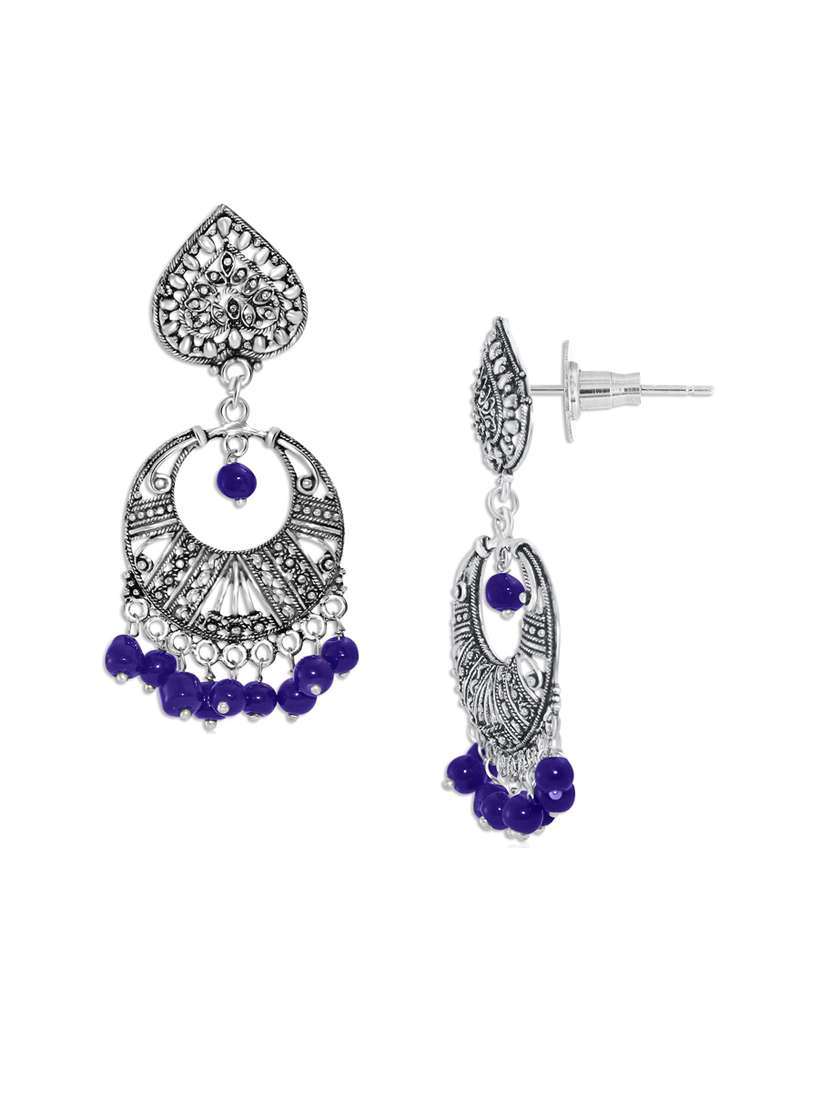 blue metal jhumka earring - 18567274 -  Standard Image - 1