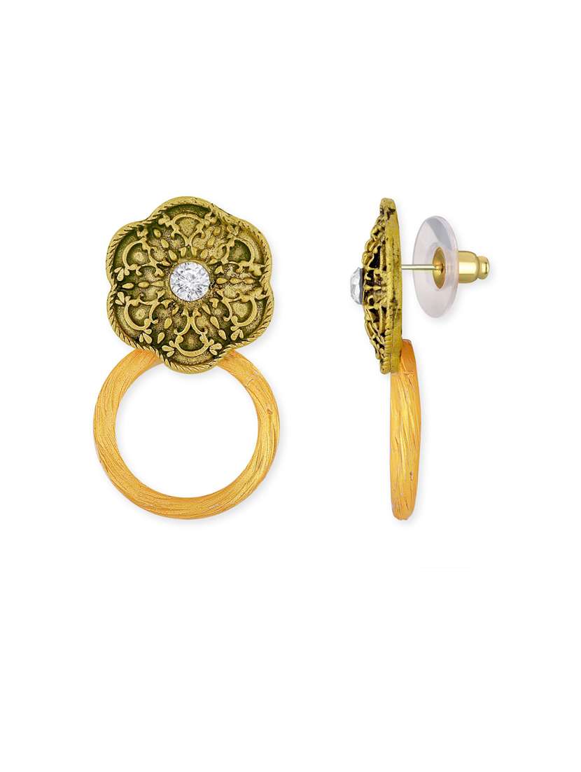 gold metal drop earring - 18567317 - Standard Image - 1