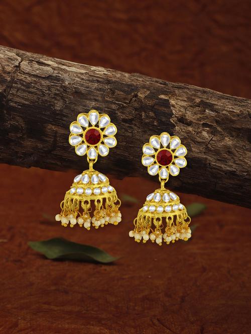 gold metal jhumka earring - 18567349 -  Standard Image - 0