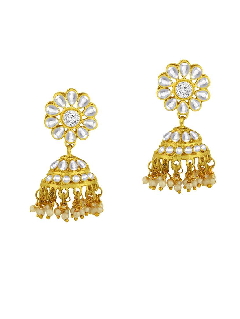 gold metal jhumka earring - 18567350 -  Standard Image - 1