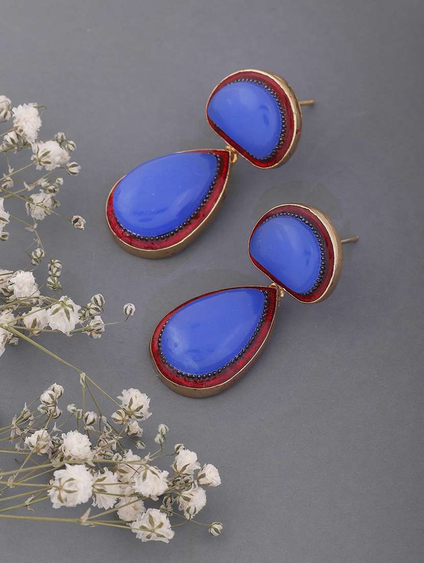 blue brass drop earring