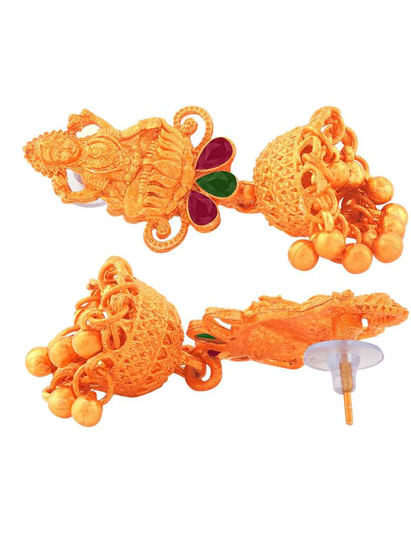 gold metal jhumka earring - 18567364 -  Standard Image - 1