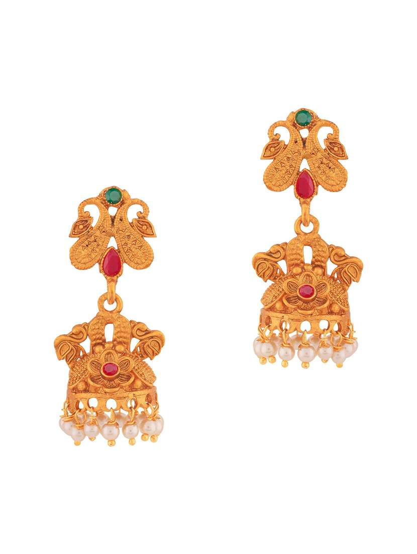 gold metal jhumka earring