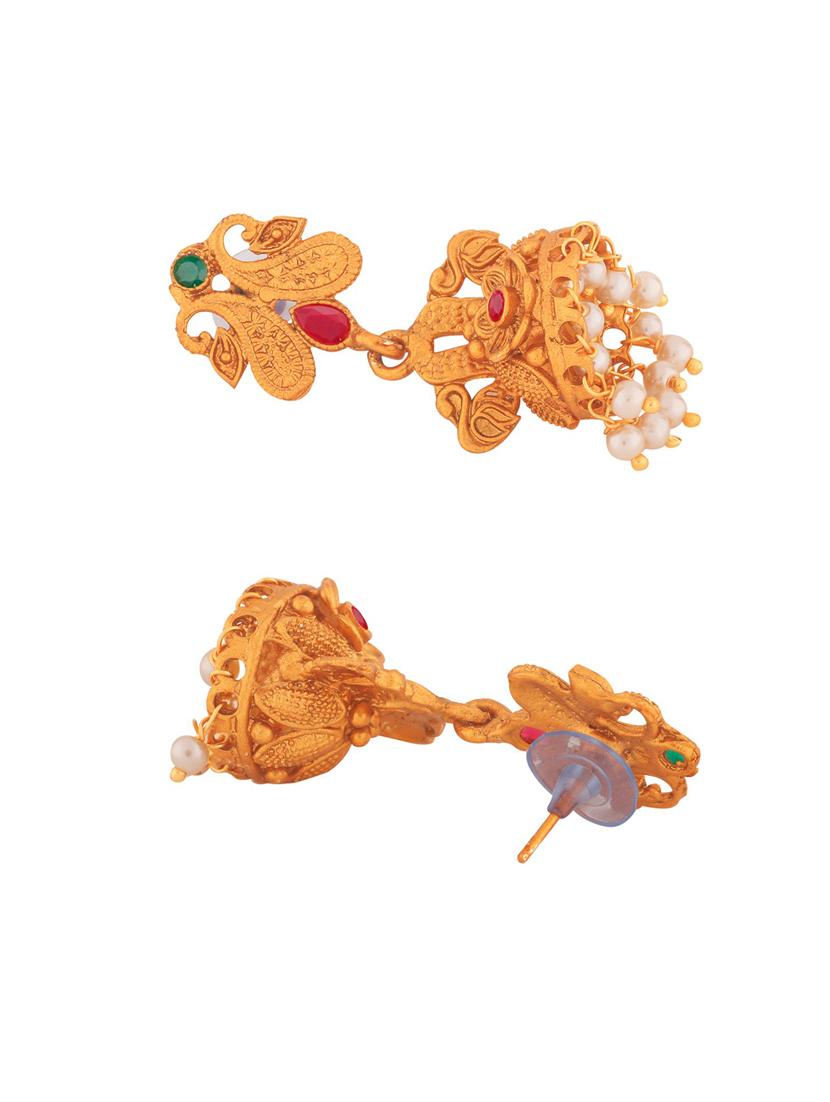 gold metal jhumka earring - 18567378 -  Standard Image - 1