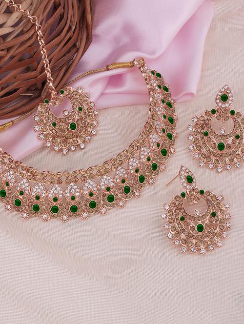 gold plated necklace with earring - 18567609 - Standard Image - 0