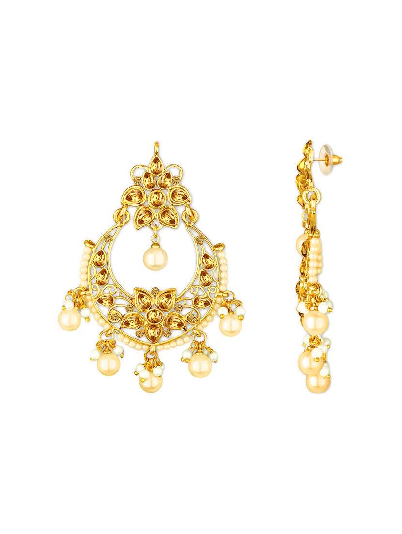 gold plated 1 maangtikka, 2 earring set - 18567632 - Standard Image - 1