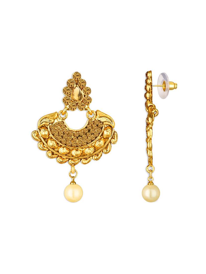 gold plated 1 maangtikka, 2 earring set - 18567633 - Standard Image - 1