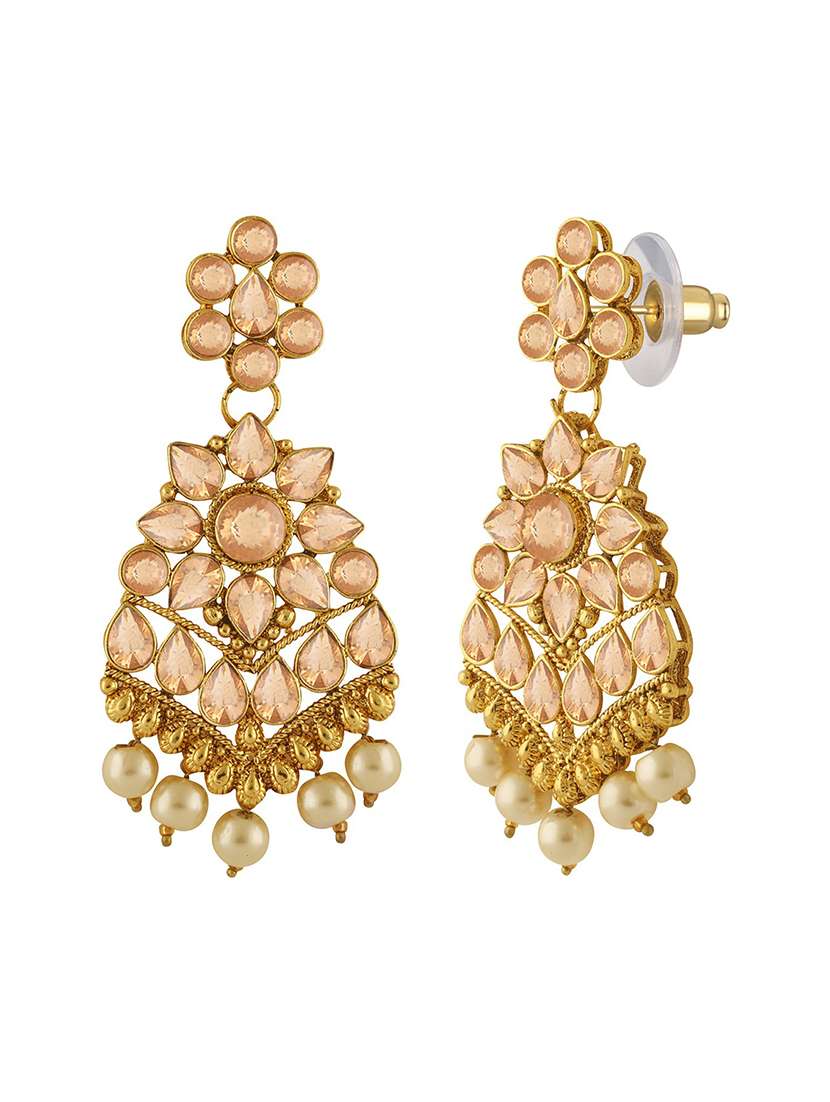 gold plated 1 maangtikka, 2 earring set - 18567642 - Standard Image - 1