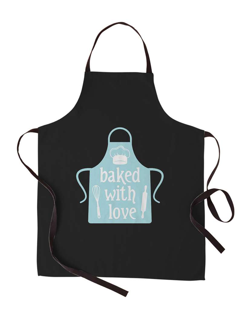 baked with love printed canvas cotton kitchen apron for women/men (55 cms x 81 cms)