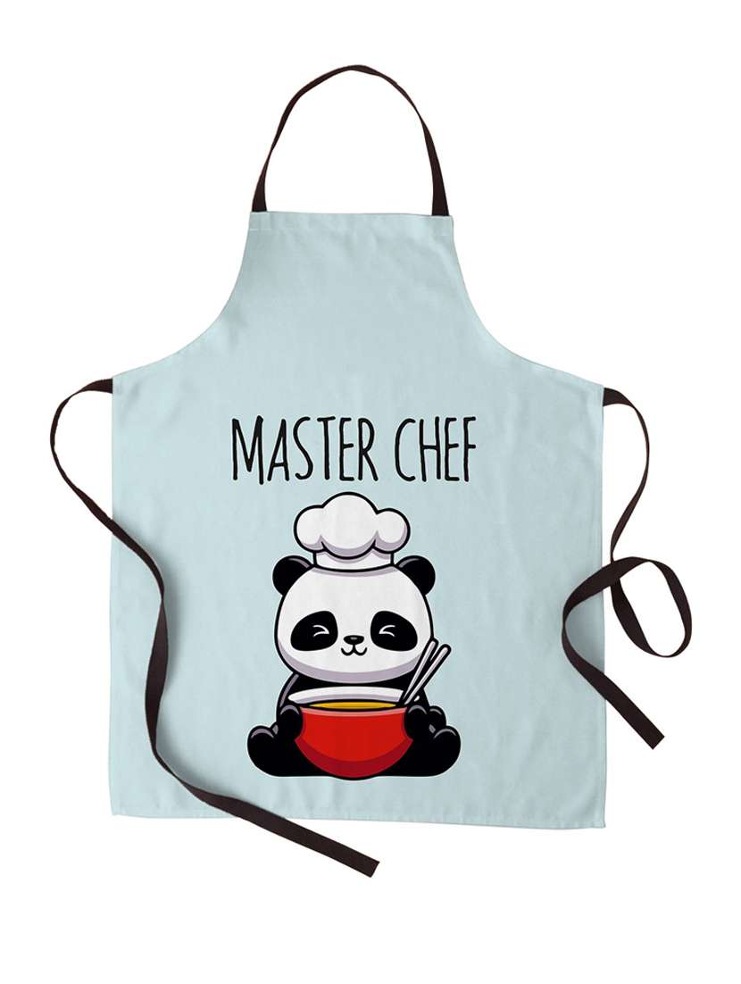 master chef panda printed canvas cotton kitchen apron for women/men (55 cms x 81 cms)