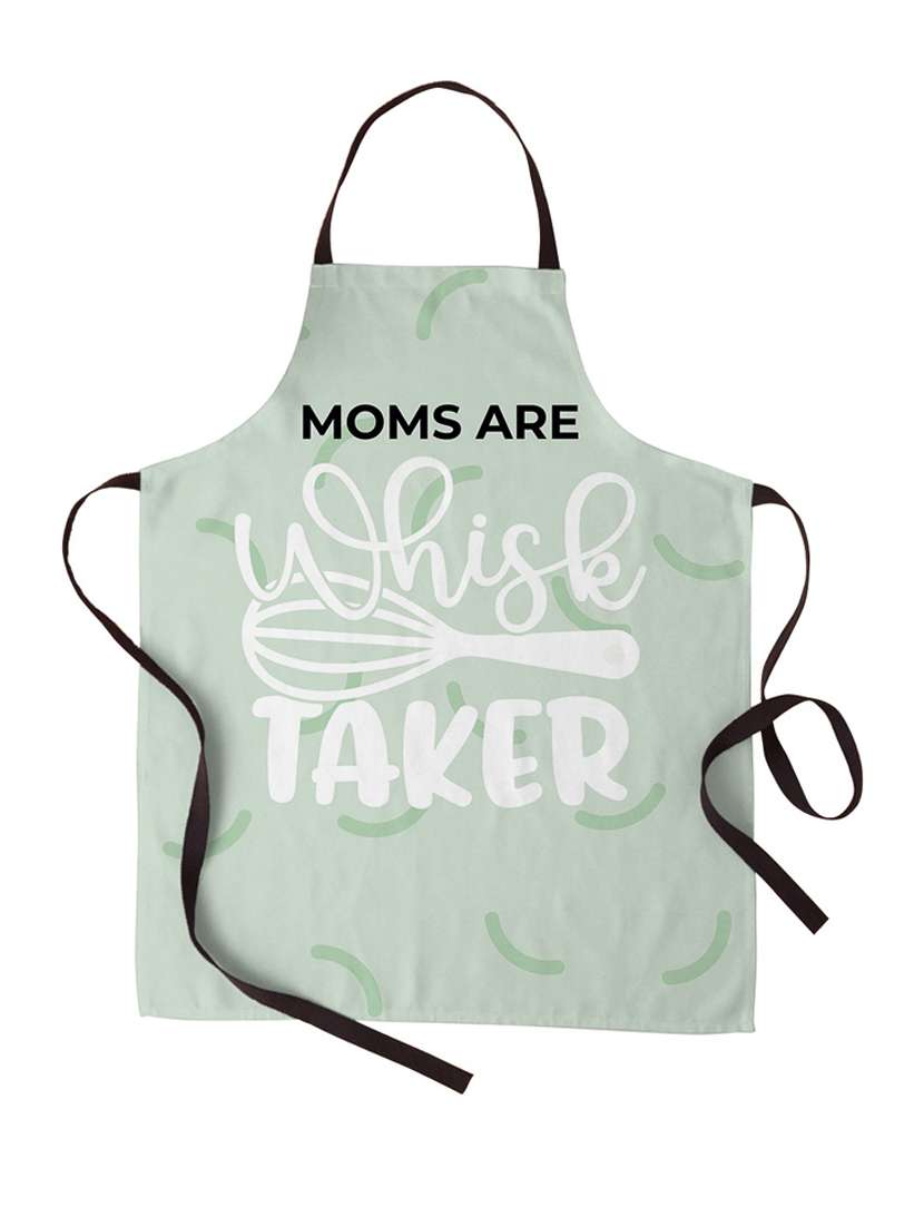 moms are whisk taker printed canvas cotton kitchen apron for women/men (55 cms x 81 cms)