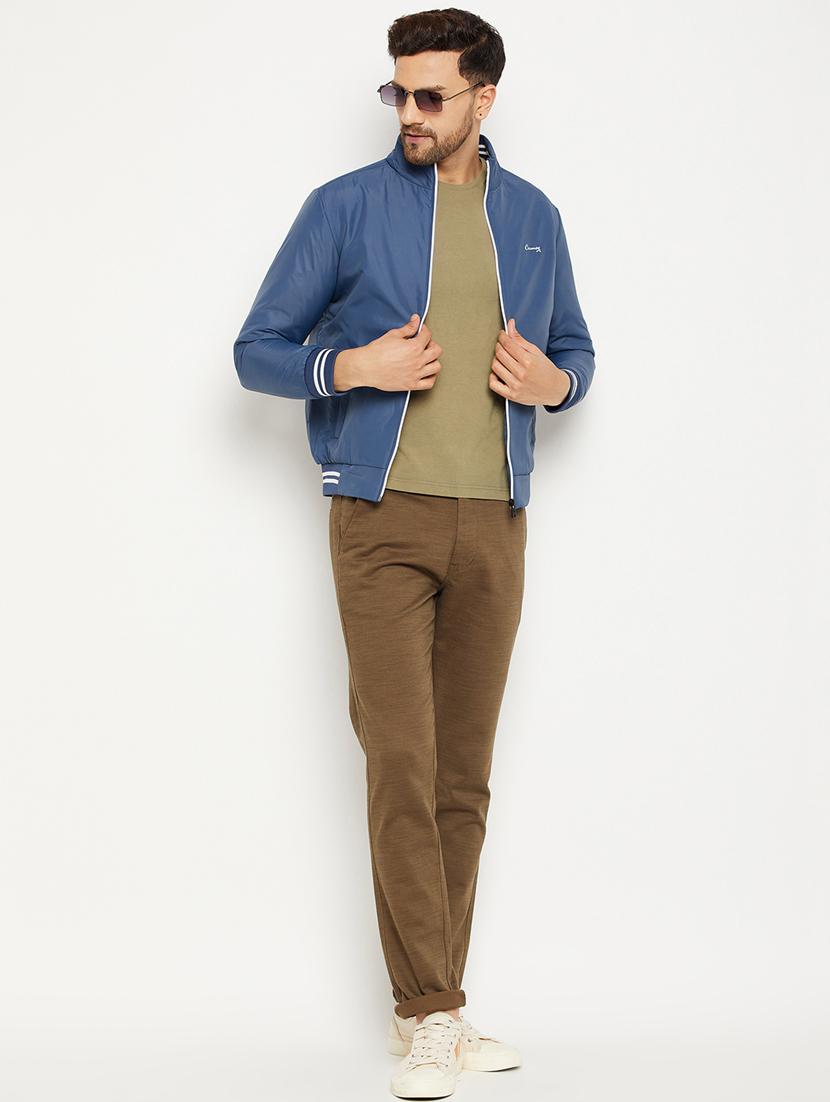 light blue solid bomber jacket - 18568434 - Standard Image - 4