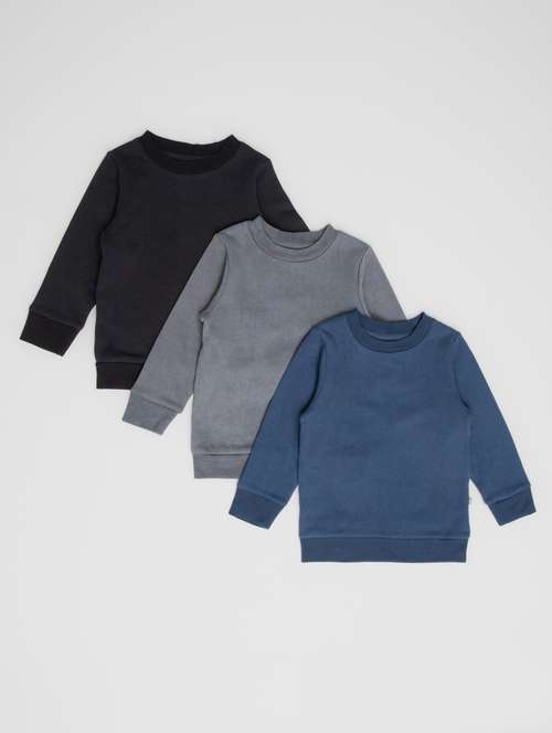 girls pack of 3 solid sweatshirt