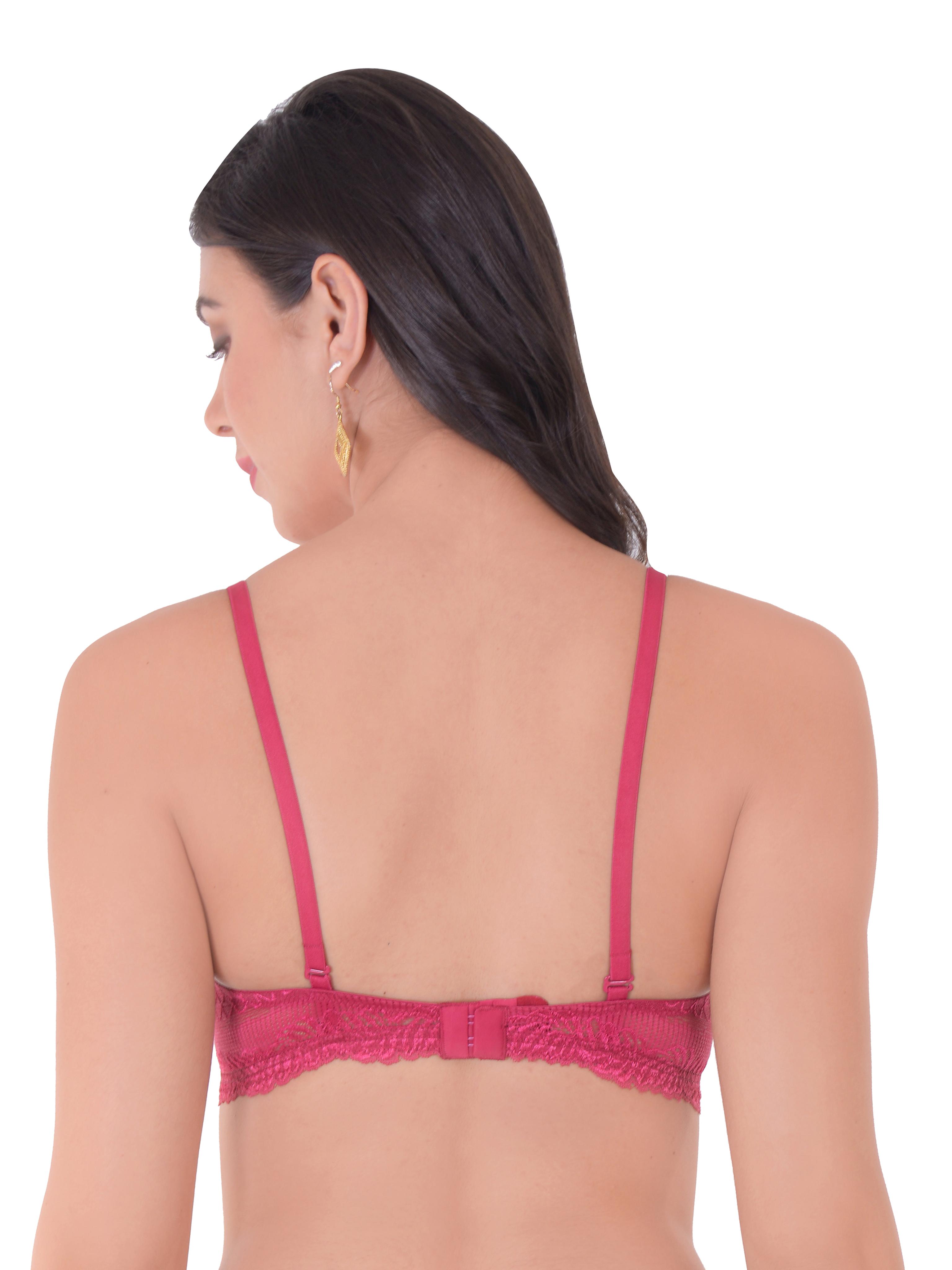 pink printed padded lace bra wireless seamless - 18570581 -  Standard Image - 1